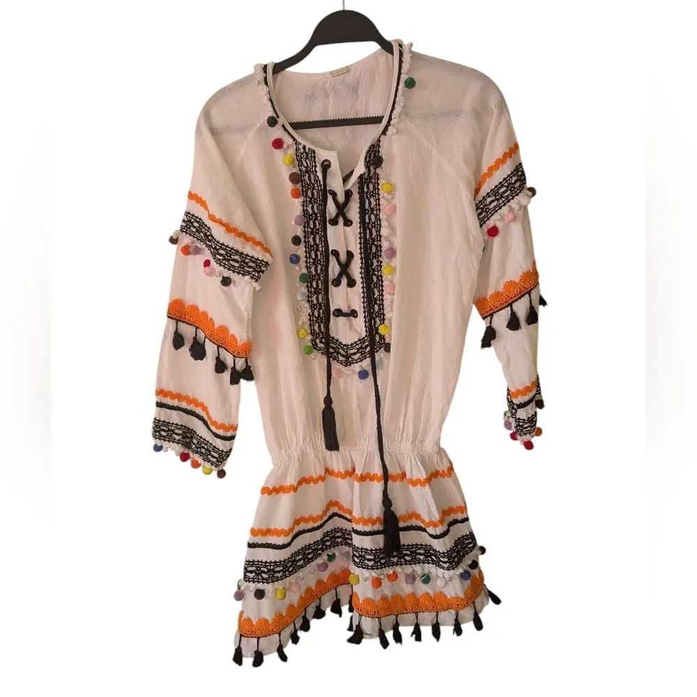 Dodo Bar Or Pass Pour Too‎ Tassel Pom Pom Bohemian Dress Size Small